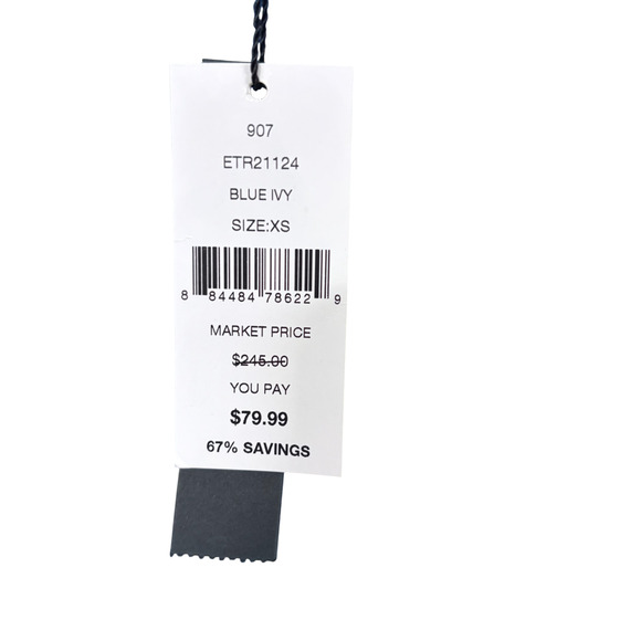 Tahari Blue Satin Blouse Sz XS Blue Ivy Puff Sleeve Ruched Romantic Coquette - Picture 4 of 7